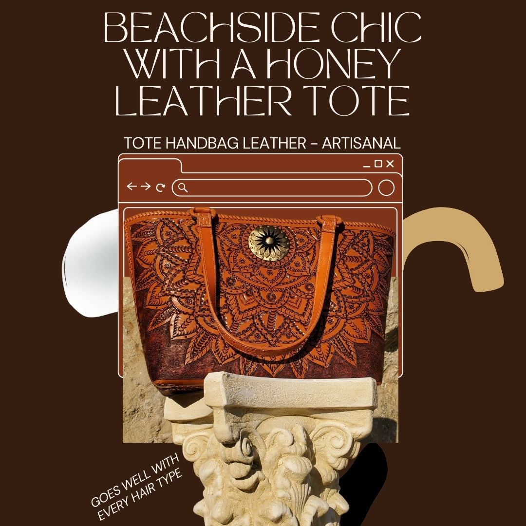 LEATHER HANDBAG TOTE ARTISANAL FLORAL PATTERN TOTE BAG PATTERN