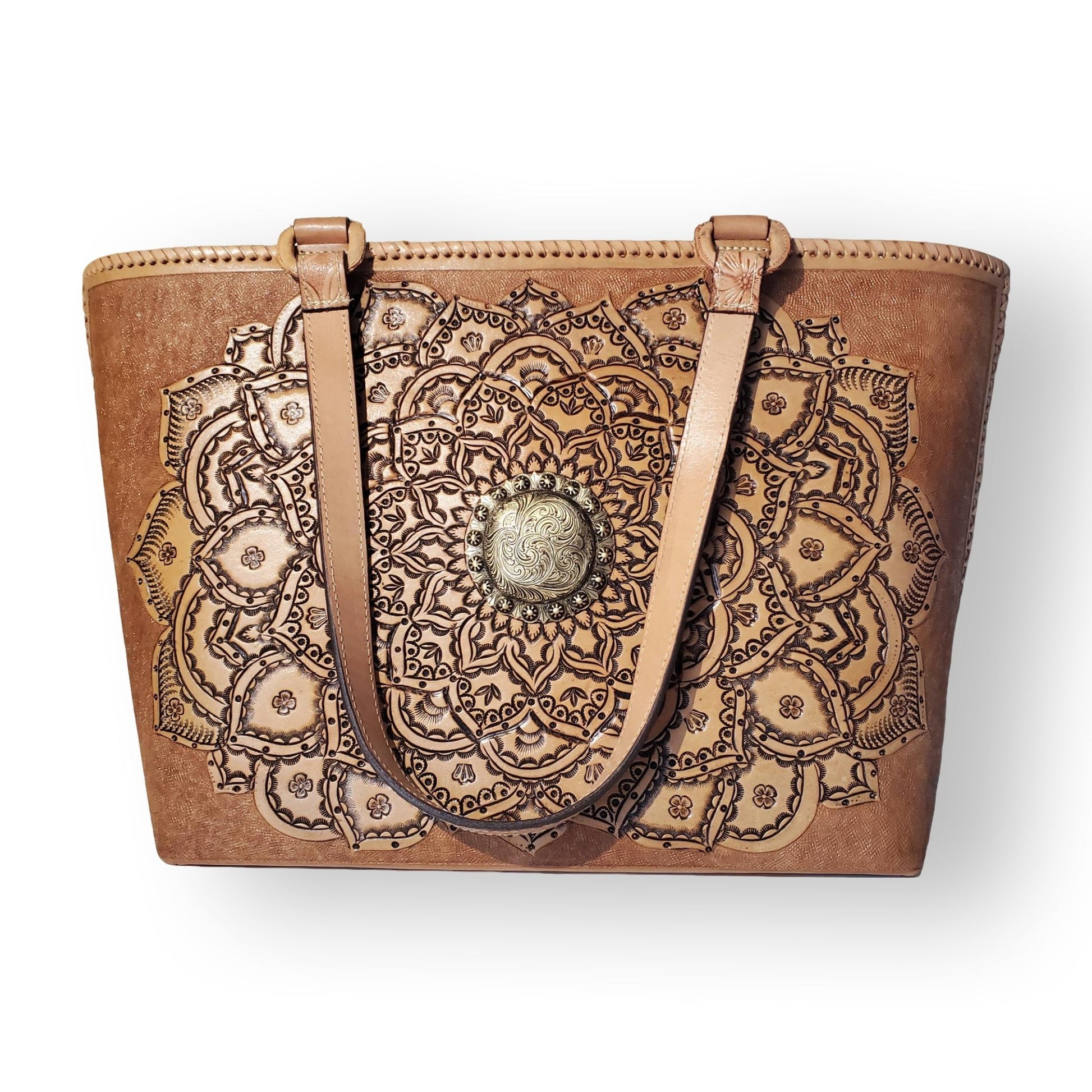 Miohermosa "Mia" Natural Leather Tote Bag - SWIRLS MIDDLE - MIOHERMOSA