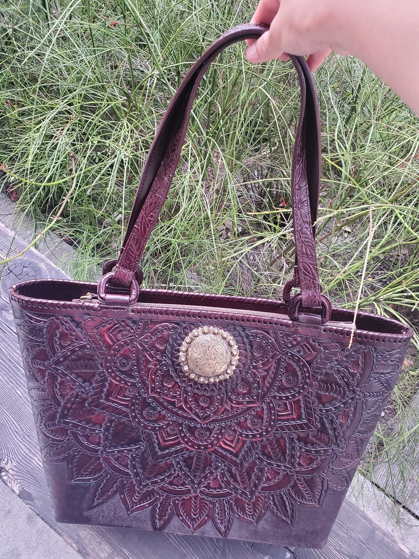 Hand Made Leather Tote Bag "MIA" by MIOHERMOSA Brown Mia Sun Middle