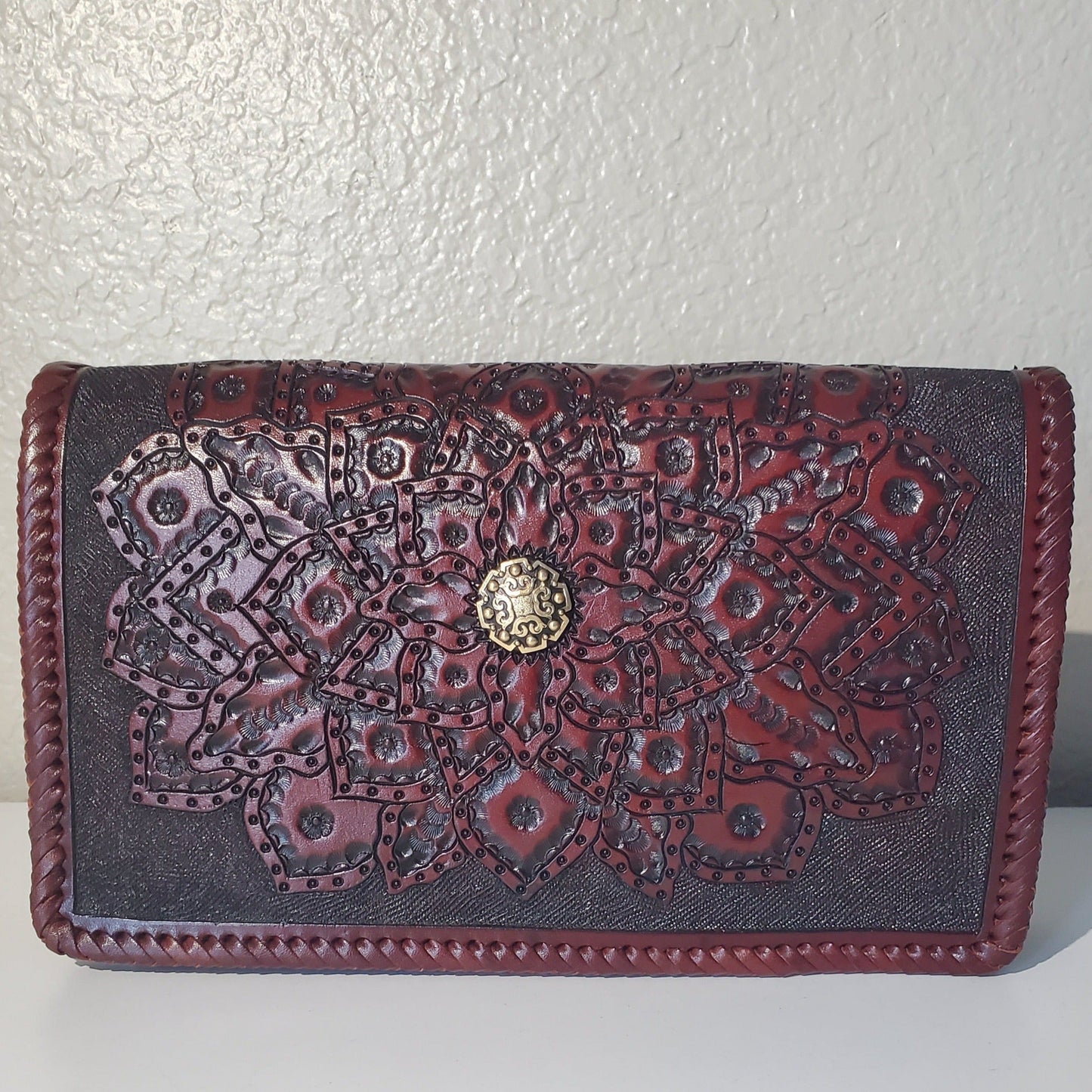 Hand Made Leather Crossbody Bag "CECELIA" by MIOHERMOSA Brown Cecelia Mayan Flower