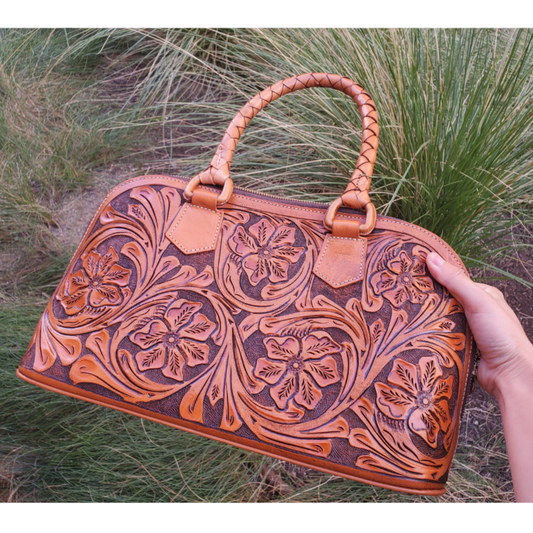 Hand Made Leather Satchel Bag "MAYA" by MIOHERMOSA Honey Maya