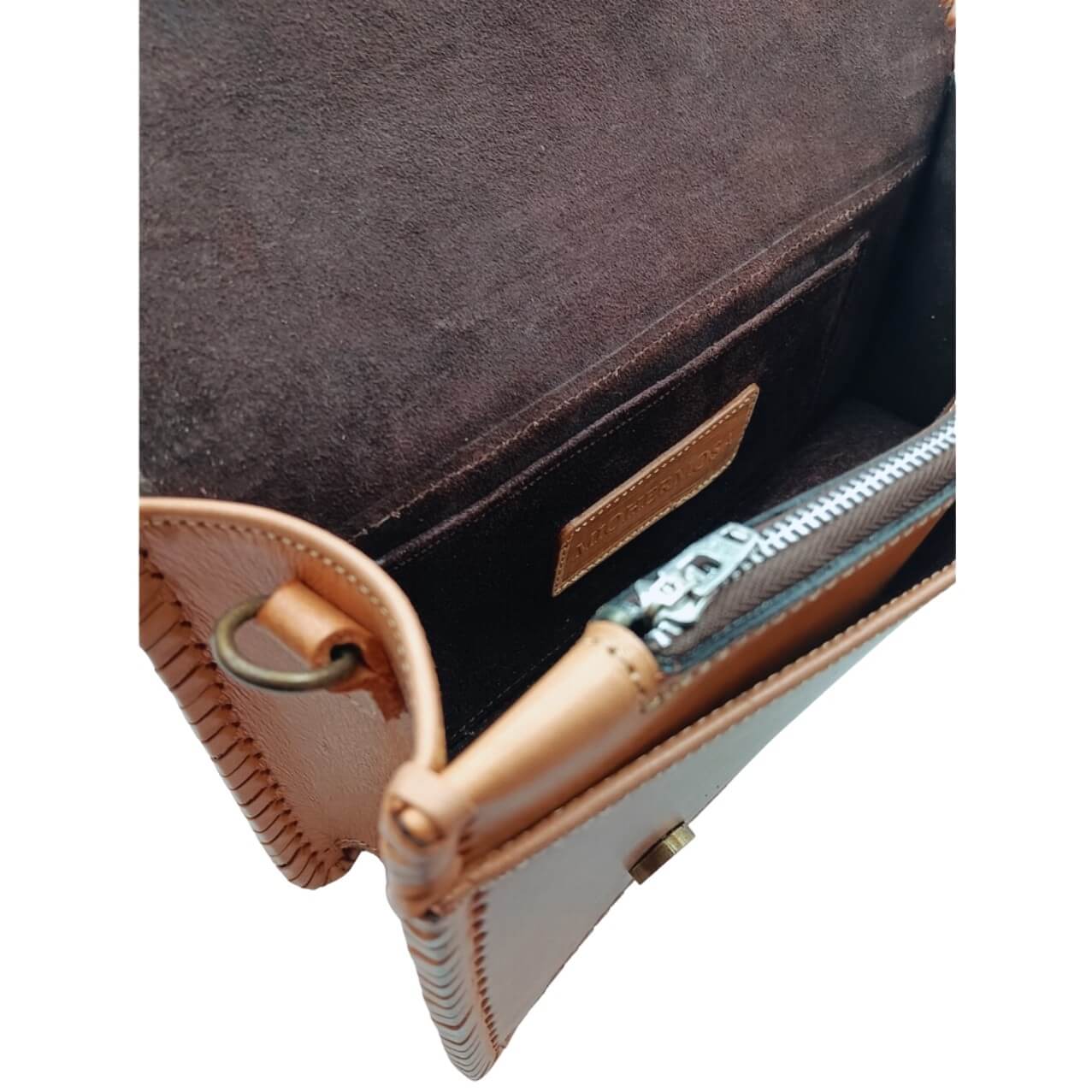 Interior suede lining with zip pocket and magnetic closure